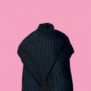 2001 GAP Men's Black Ribbed Turtleneck Sweater